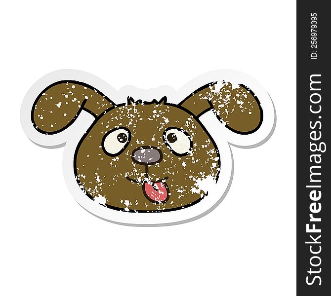 Distressed Sticker Of A Quirky Hand Drawn Cartoon Dog Face
