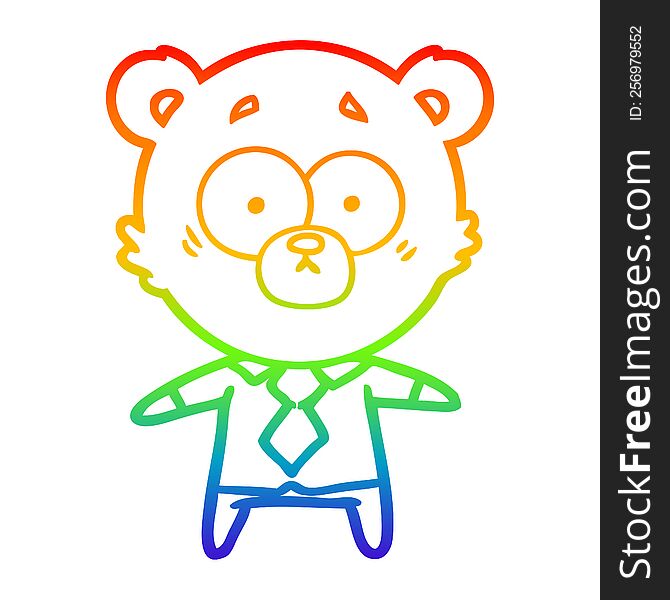 rainbow gradient line drawing of a surprised bear cartoon