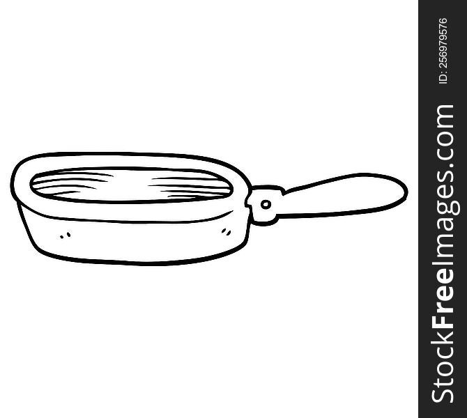 line drawing cartoon of a frying pan