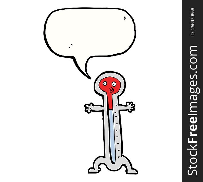 cartoon thermometer with speech bubble