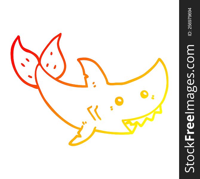 Warm Gradient Line Drawing Cartoon Shark