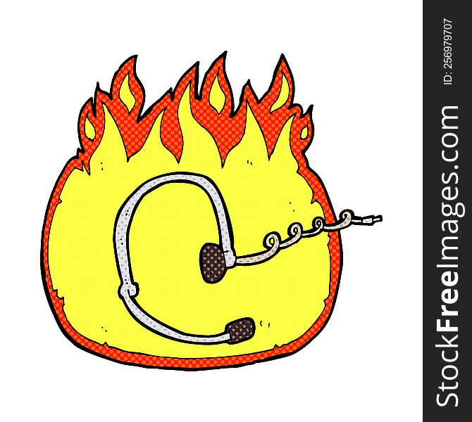 burning call center headset cartoon. burning call center headset cartoon