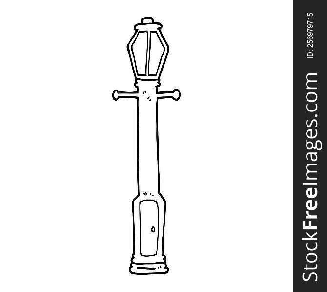 black and white cartoon lamp post