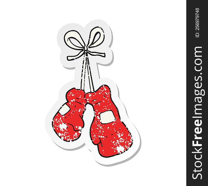 retro distressed sticker of a cartoon boxing gloves