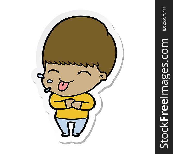 Sticker Of A Cartoon Boy Sticking Out Tongue