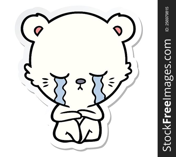 Sticker Of A Crying Cartoon Polarbear