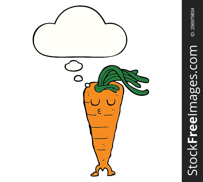 cartoon carrot with thought bubble. cartoon carrot with thought bubble