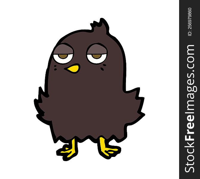 cartoon bored bird