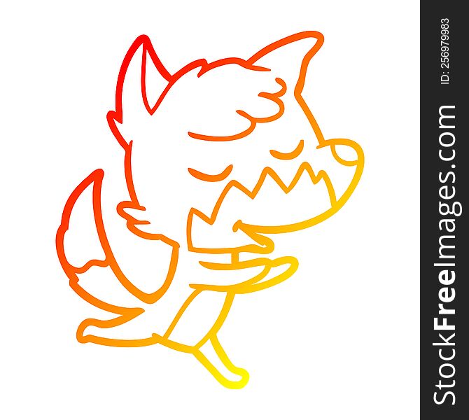 Warm Gradient Line Drawing Friendly Cartoon Fox Running