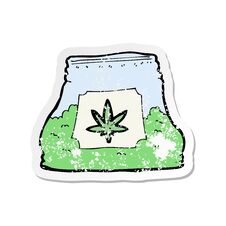 Free Retro Distressed Sticker Of A Cartoon Bag Of Weed Stock Photo - 256980400