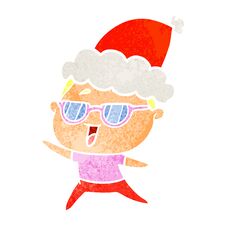 Retro Cartoon Of A Happy Woman Wearing Spectacles Wearing Santa Hat Royalty Free Stock Photo