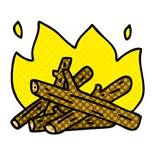 Quirky Comic Book Style Cartoon Campfire Stock Photo