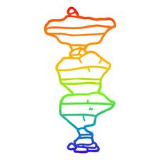 Rainbow Gradient Line Drawing Cartoon Of Stacked Stones Royalty Free Stock Photo