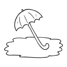 Black And White Cartoon Wet Umbrella Royalty Free Stock Photo