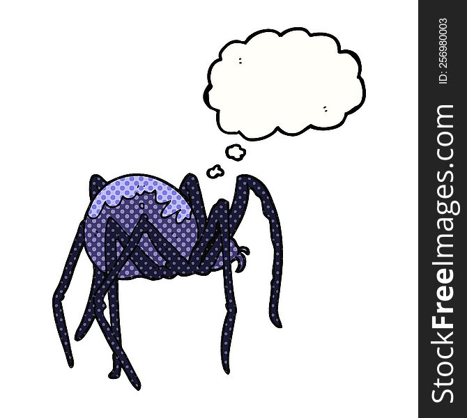 freehand drawn thought bubble cartoon creepy spider