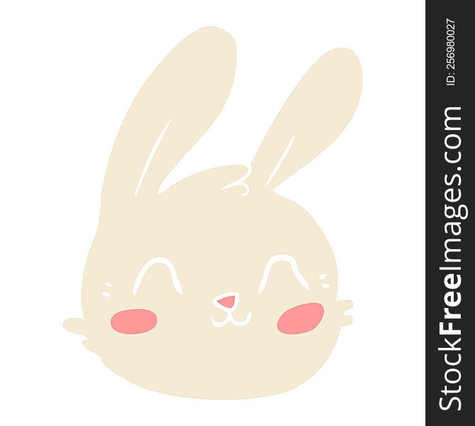 Flat Color Style Cartoon Rabbit Face