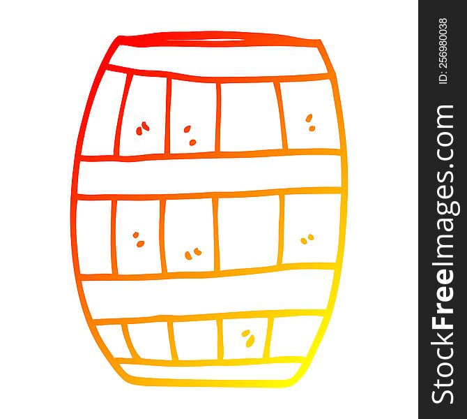 Warm Gradient Line Drawing Cartoon Beer Barrel