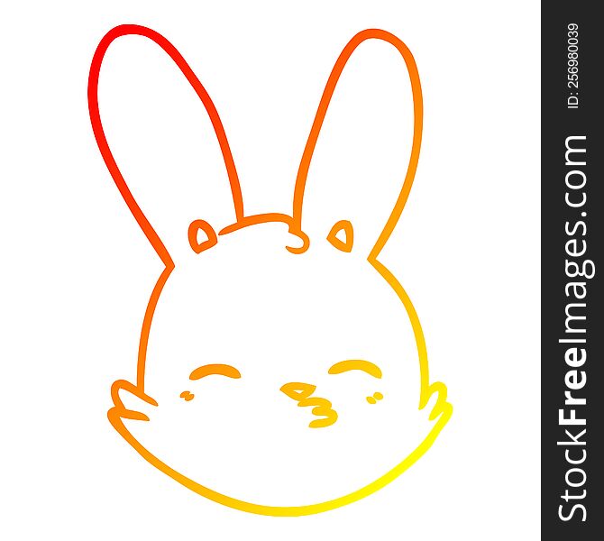 warm gradient line drawing of a cartoon bunny face considering