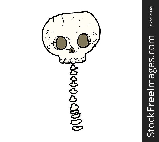 Cartoon Spooky Skull And Spine