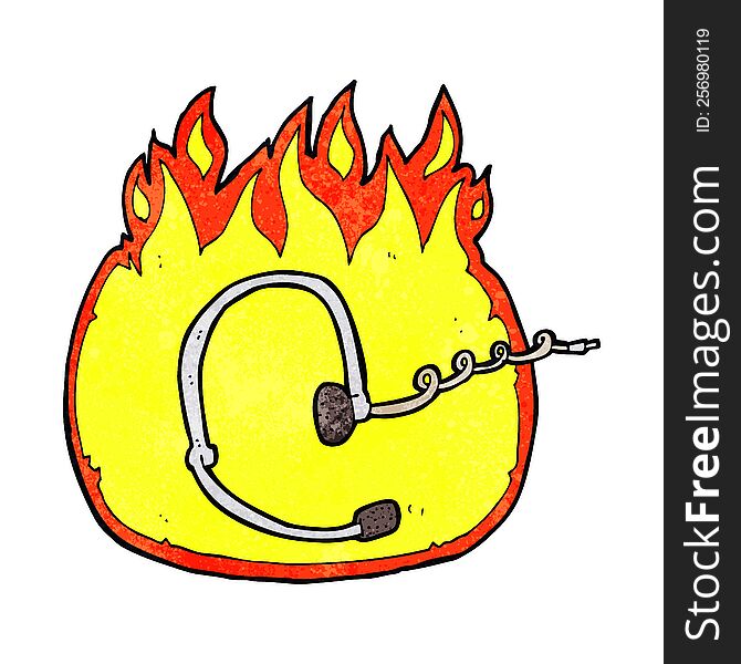 burning call center headset cartoon. burning call center headset cartoon