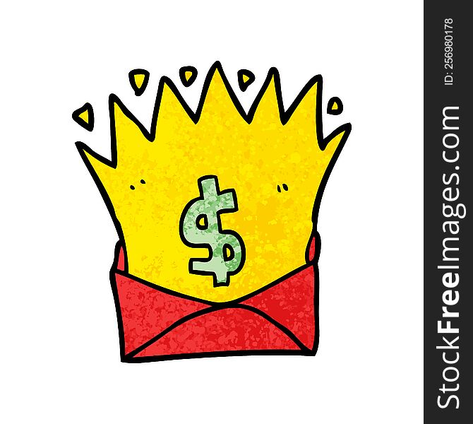 cartoon envelope with money sign. cartoon envelope with money sign