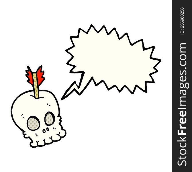 Comic Book Speech Bubble Cartoon Skull With Arrow