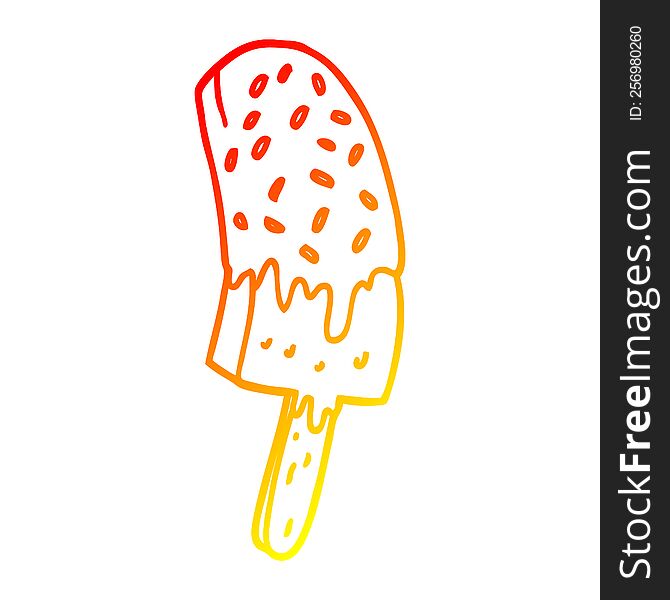 warm gradient line drawing of a cartoon ice cream lolly