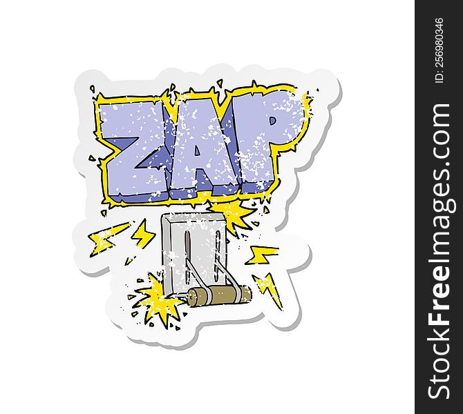 retro distressed sticker of a cartoon electrical switch zapping