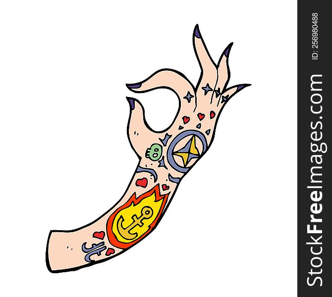 cartoon tattoo arm