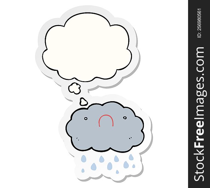 Cute Cartoon Cloud And Thought Bubble As A Printed Sticker