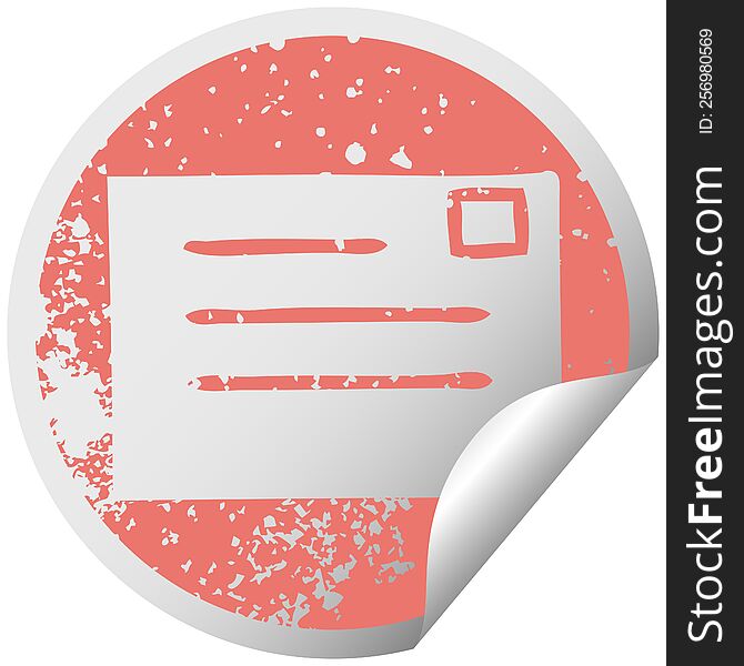 Distressed Circular Peeling Sticker Symbol Letter
