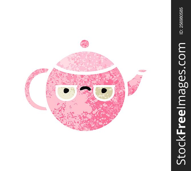 Retro Illustration Style Cartoon Teapot