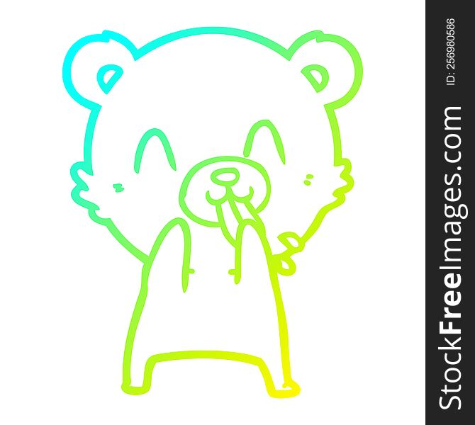 Cold Gradient Line Drawing Rude Cartoon Bear