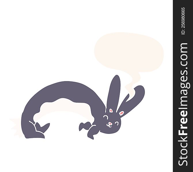 Funny Cartoon Rabbit And Speech Bubble In Retro Style