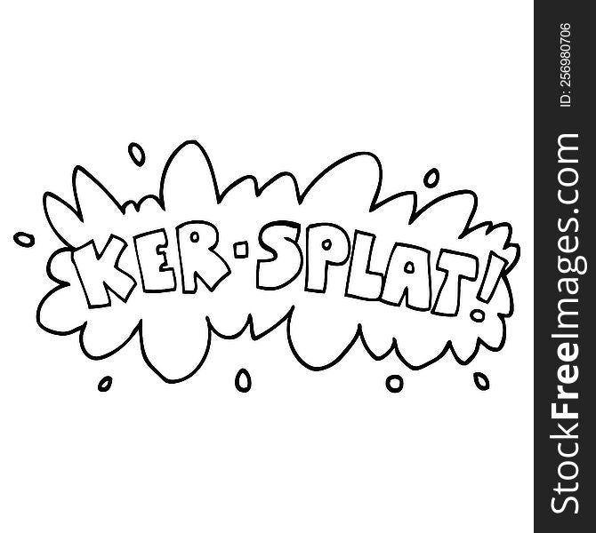 line drawing cartoon wording ker-splat