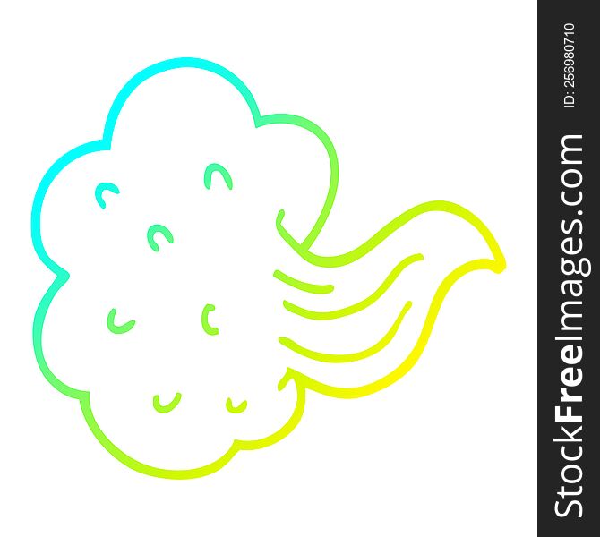 Cold Gradient Line Drawing Cartoon Whooshing Cloud