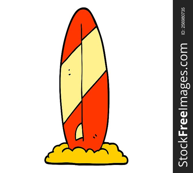 hand drawn doodle style cartoon surf board