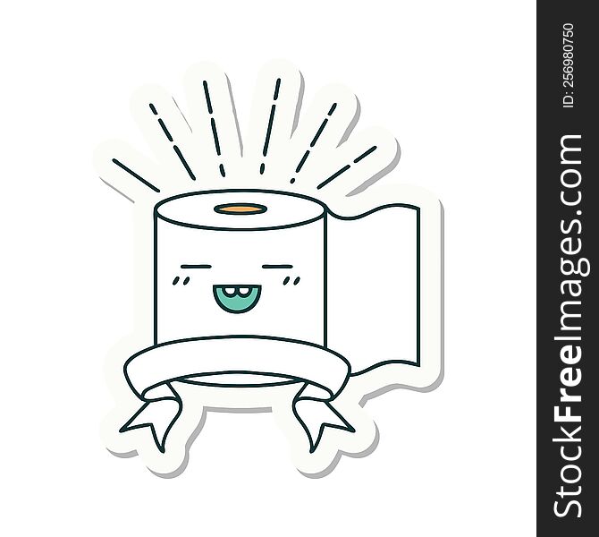 sticker of tattoo style toilet paper character