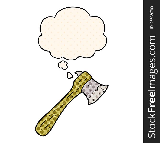 Cartoon Axe And Thought Bubble In Comic Book Style