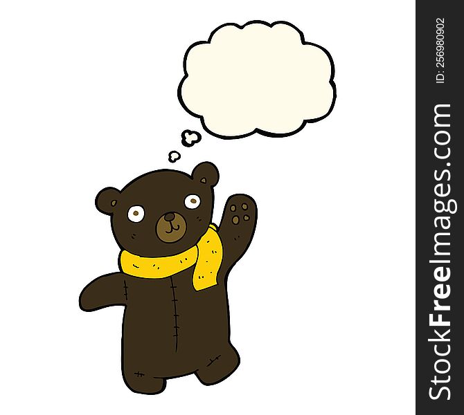 Cute Cartoon Black Teddy Bear With Thought Bubble