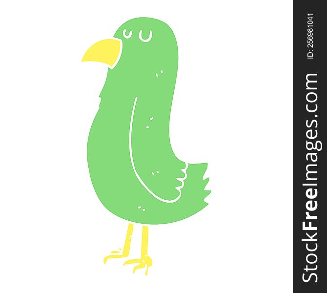 Flat Color Illustration Of A Cartoon Parrot