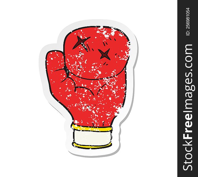 retro distressed sticker of a cartoon boxing glove