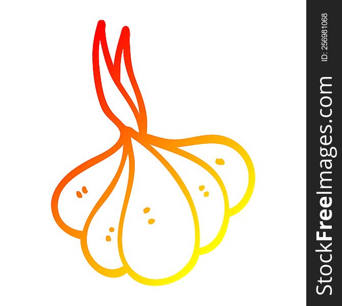 warm gradient line drawing of a cartoon sprouting garlic