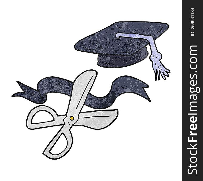 Textured Cartoon Scissors Cutting Ribbon At Graduation