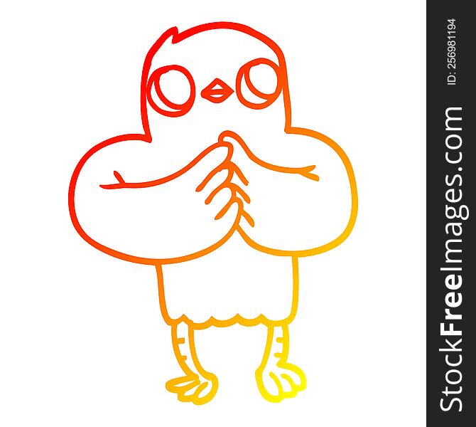 warm gradient line drawing of a cartoon bird with plan