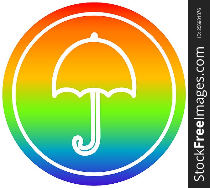 Open Umbrella Circular In Rainbow Spectrum