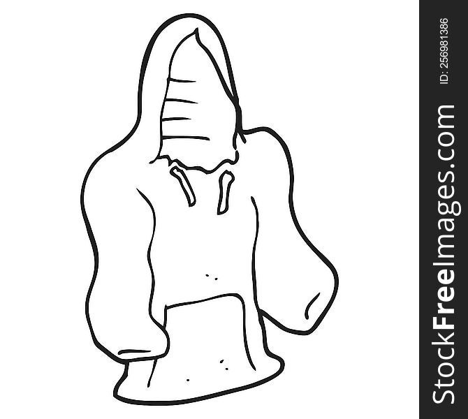 freehand drawn black and white cartoon hooded top
