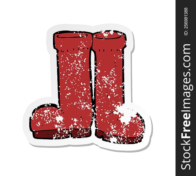 retro distressed sticker of a cartoon rubber boots