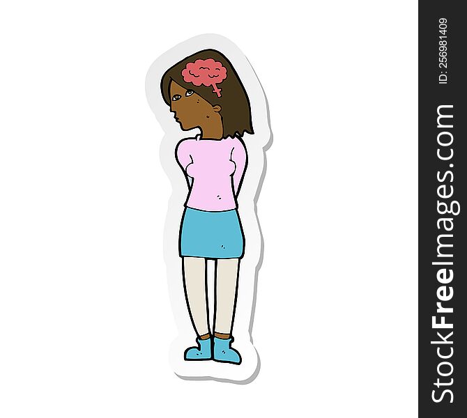 sticker of a cartoon brainy woman