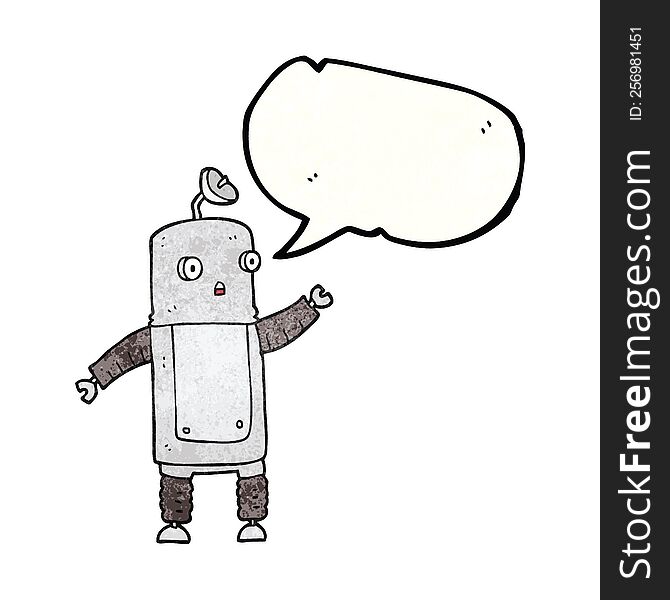 Speech Bubble Textured Cartoon Robot